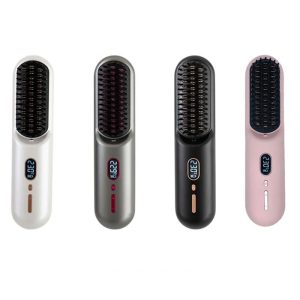 Cordless Hair Straightener Brush, Portable Straightener with USB, Wireless Styler