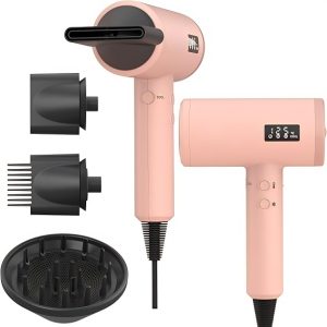 Professional Smart Hair Dryer with LCD Display & 3 Styling Attachments | High-Speed Fast Drying